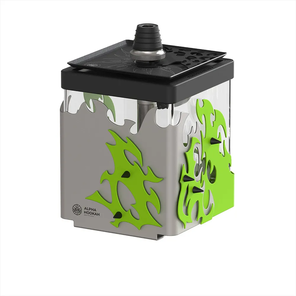 Alpha Hookah Smart Exzo Tribal Green / Black / Pink – Compact LED Hookah | UAE