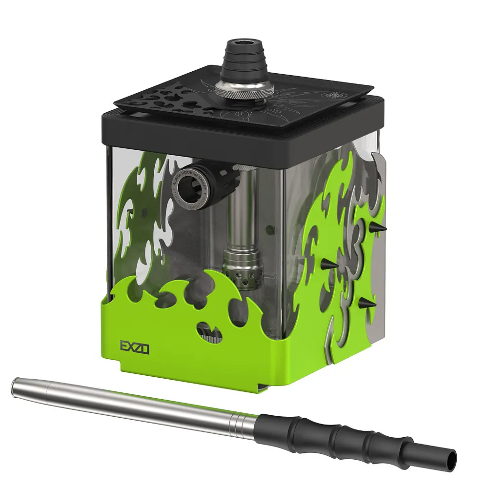 Alpha Hookah Smart Exzo Tribal Green / Black / Pink – Compact LED Hookah | UAE