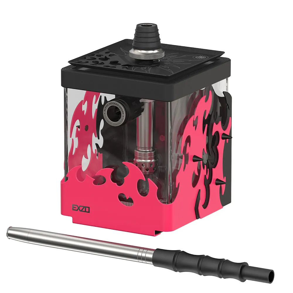 Alpha Hookah Smart Exzo Tribal Green / Black / Pink – Compact LED Hookah | UAE